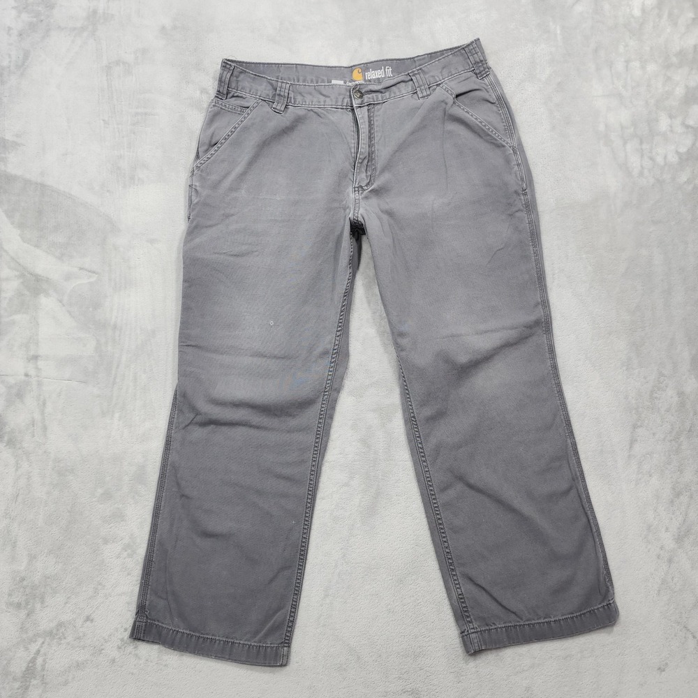 Carhartt Pants Mens 36x28 Gray Relaxed Straight Rigby Dungaree Carpenter Stretch